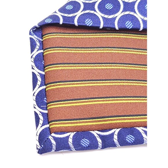 BCBG Attitude Mens Silk Tie Blue & White Circle Pattern - Picture 6 of 14